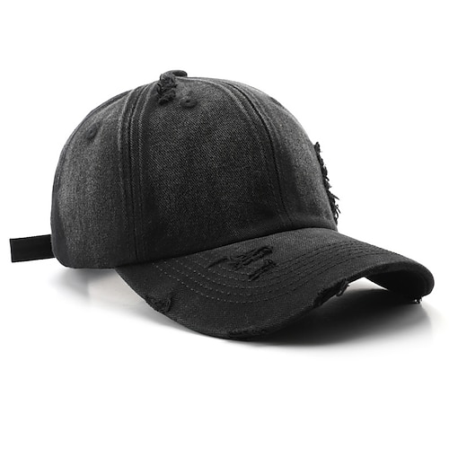 Unisex Baseballkappe Hellkaki Schwarz Baumwolle Zerrissen Punk Mode Lässig Lässig Täglich Outdoor Einfarbig Ombre Sonne Sonnenschutz Image