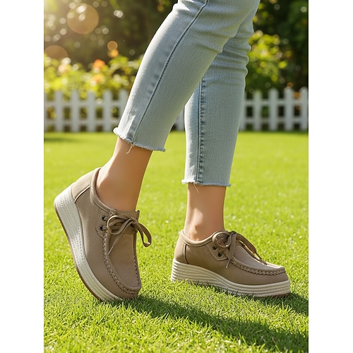 Grüne Plateau-Loafer für Damen zum St. Patrick's Day – festliche irische Schnürschuhe im Mokassin-Stil, ideal für Paraden, Feiertage, Streetwear und Reisen. Alltagskleidung Image