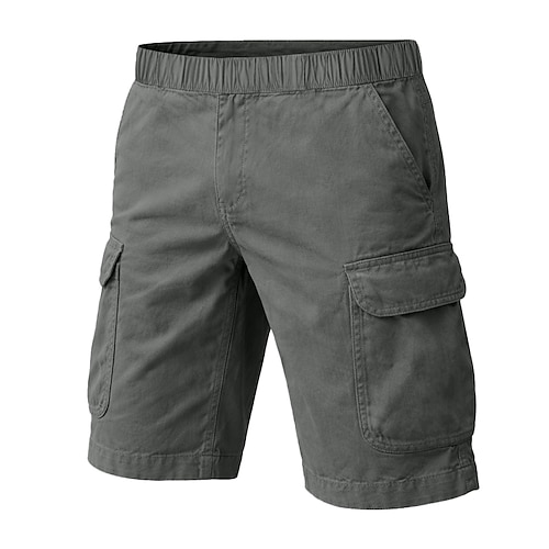 Herren Cargohose Cargohosen Cargo-Shorts Shorts Freizeitshorts Tasche Elastischer Bund Einfach Knielang Lässig Outdoor Streetwear Mode Streetwear Schwarz Königliches Blau Unelastisch Image
