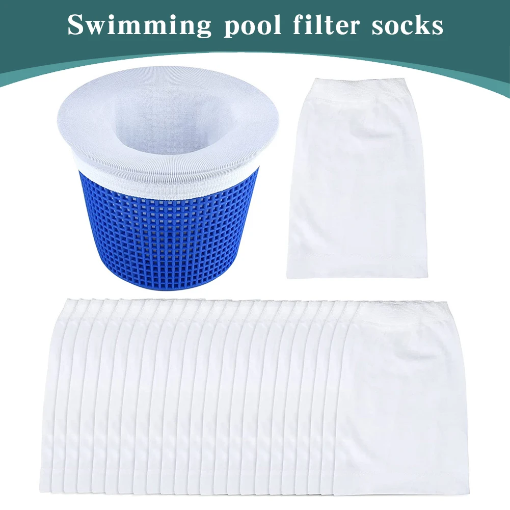 Chaussettes d'écumoire de piscine, paniers filtrants de piscine réutilisables, nettoyeur de feuilles de débris en maille de Nylon pour piscines intérieures hors sol