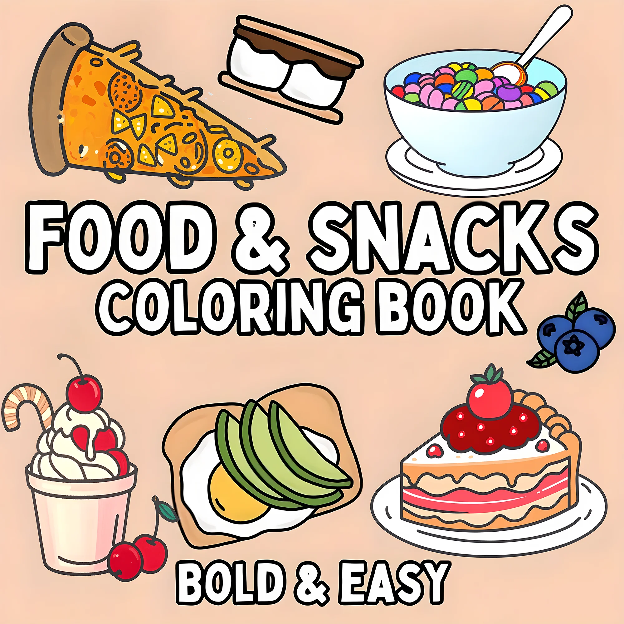 Malbuch für Erwachsene mit köstlichem Essen und Snack – 7,8 Zoll lebendige Illustrationen als perfektes Geschenk für Geburtstage Image