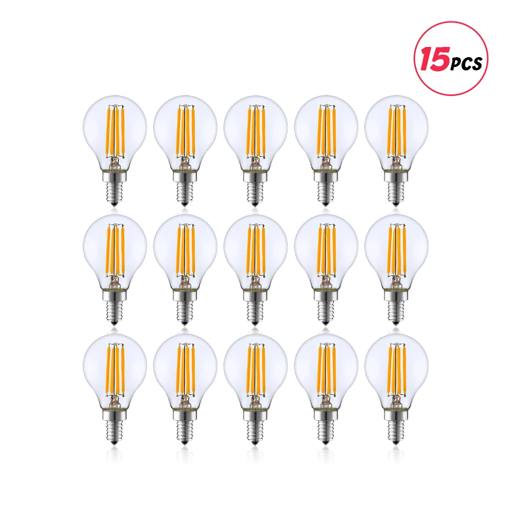 G45 2W 4W Globus Führte Birne E12 E14 Basis Warmes Weiß 2700K Klar Glas Vintage Led Filament birne Für String Licht Anhänger Kronleuchter Image