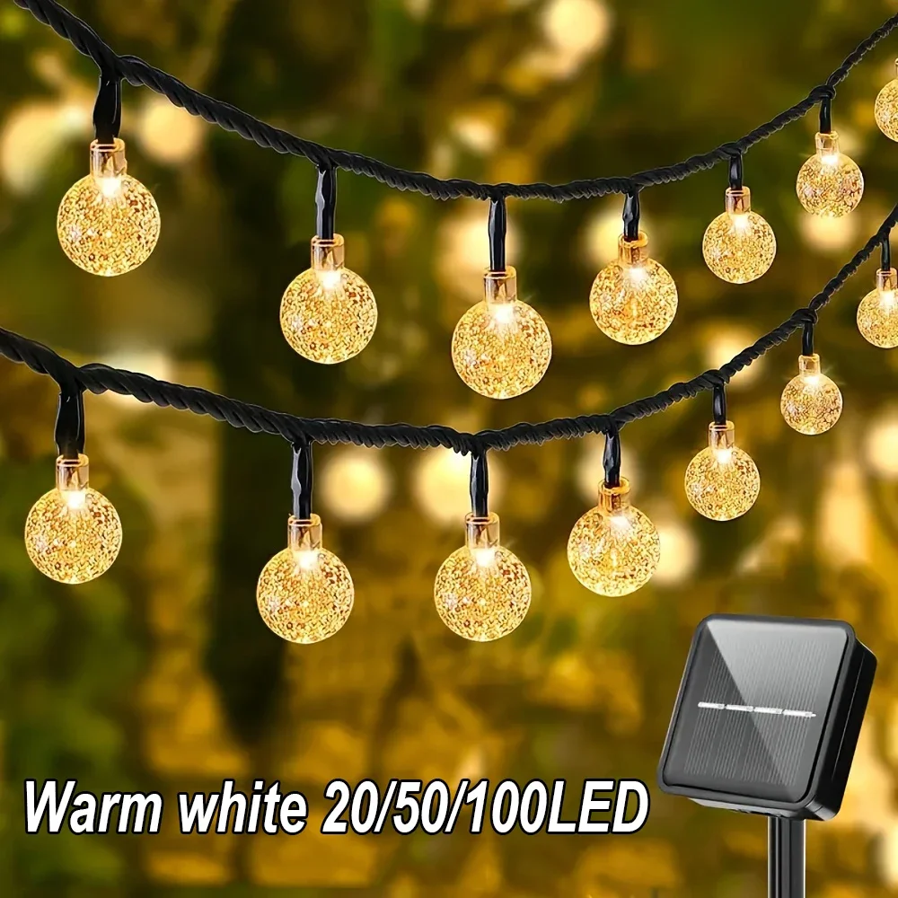 LED-Lichterkette Solar-Lichterkette, 5 m, 20 LEDs, warmes Licht, wasserdicht, für den Außenbereich, Garten, Hochzeit, Dekoration, Weihnachtslampe