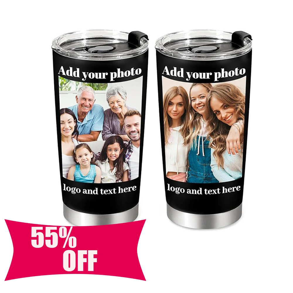 Anpassbare isolierte Wasserflasche mit Text und Bild, Familiengeschenk, Geschenk für Liebhaber, Kinderwachstum, Souvenir, Büro, Trinkgeschirr Image