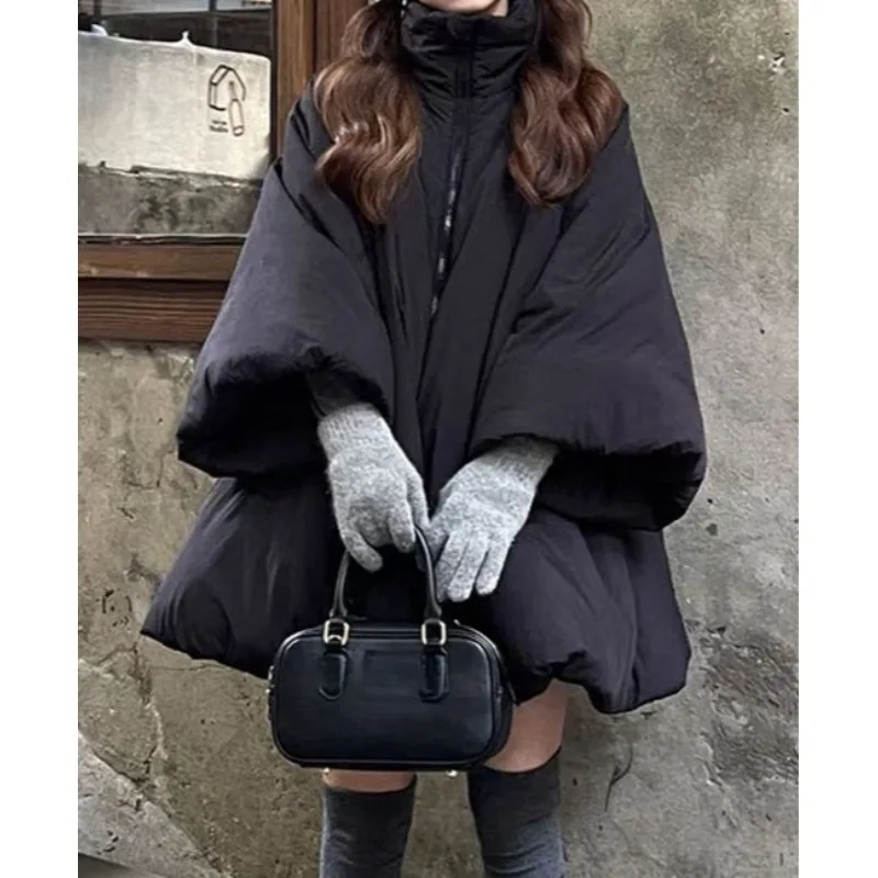 Schal Design Sense Niche A-Linie, lockerer, mit Baumwolle gefütterter Mantel, Hexenumhang, mittellanger Mantel mit großem Rocksaum Image