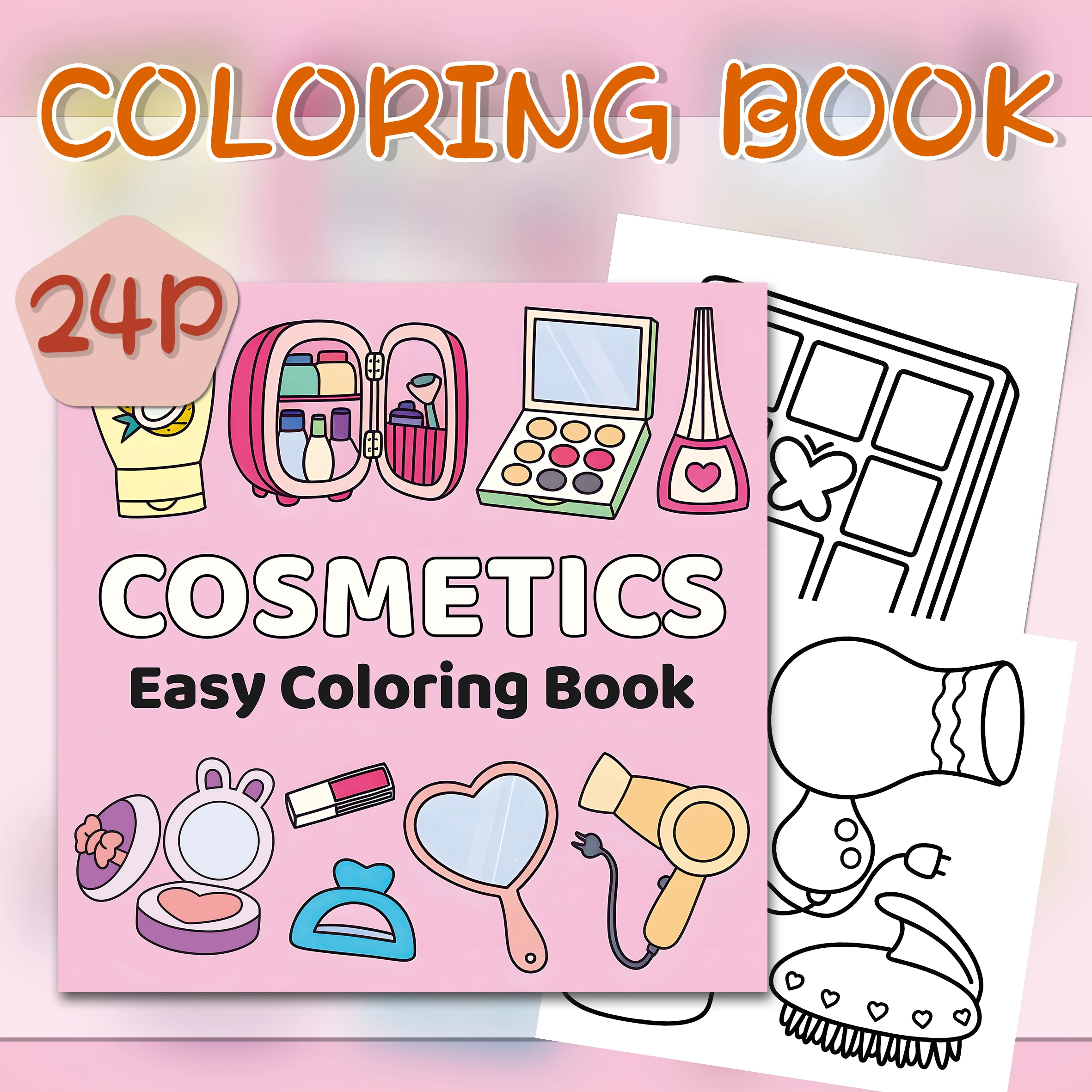 „Bilderbuch für Erwachsene – Mini-Kosmetik-Malbuch mit rosa Themen: Ein schönes Geschenk zur Entspannung und Kreativität Image