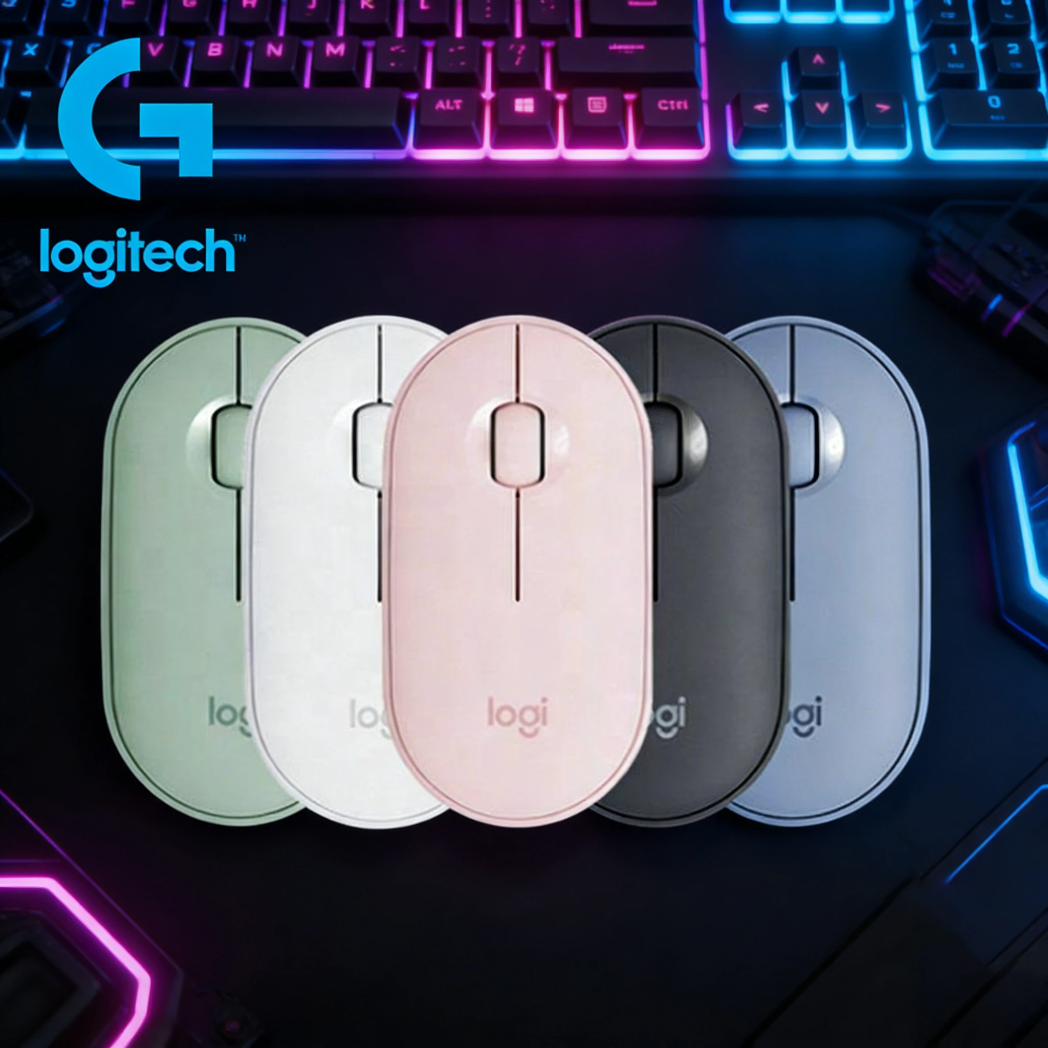 Logitech M350 Pebble Wireless Silent Bluetooth-Maus, leise und leichte Dual-Mode-Maus für Tablets und Computer. Image