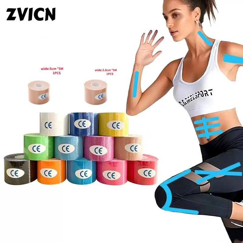 1 Rolle Muskel-Tape Bandage Sport-Kinesiologie-Tape Baumwolle Elastisches Klebeband für Muskelverletzungen Kinesiologie-Aufkleber Image