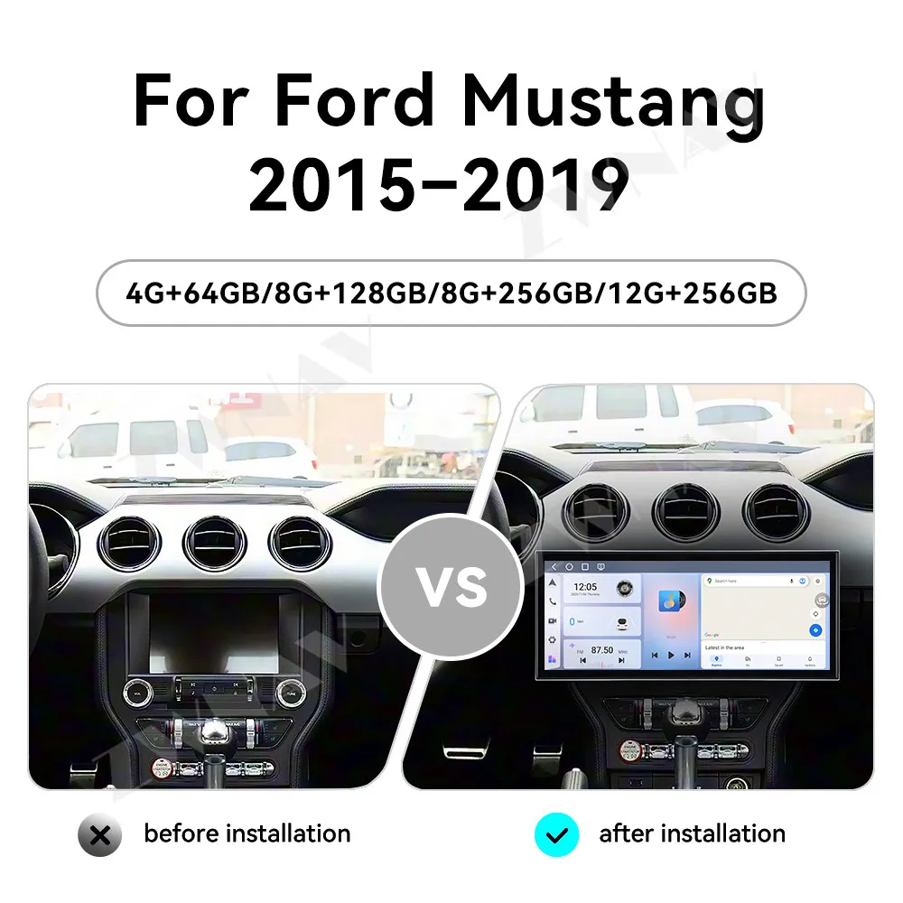 15,8 Zoll für Ford Mustang 2015-2019 Android 15 Auto-Touchscreen GPS-Navigation Carplay Multimedia-Player Radio Wireless Head Unit Image