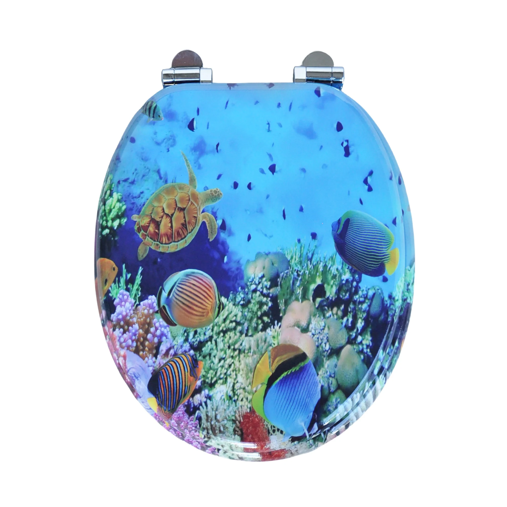 SINOBATH WC Sitz mit Absenkautomatik, Holzkern Toilettendeckel Toilettensitz Klobrille WC Deckel mit Tropffischmotiv