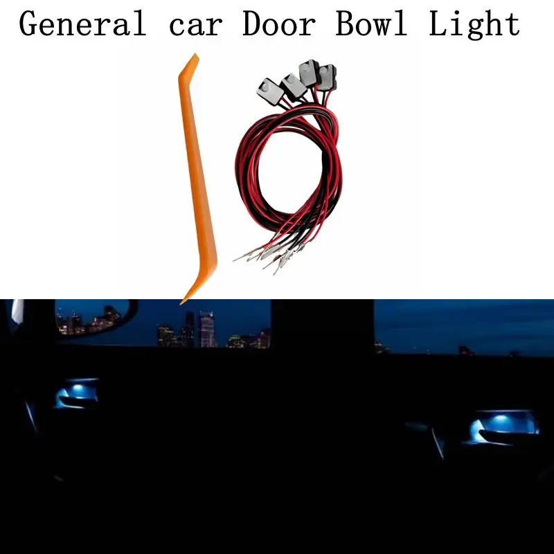 4Pcs LED Umgebungs Licht Transparent lampe körper kreisförmige Auto Innen Schüssel Licht Tür Griff Lichter Handlauf Lichter Dekorative Lampe