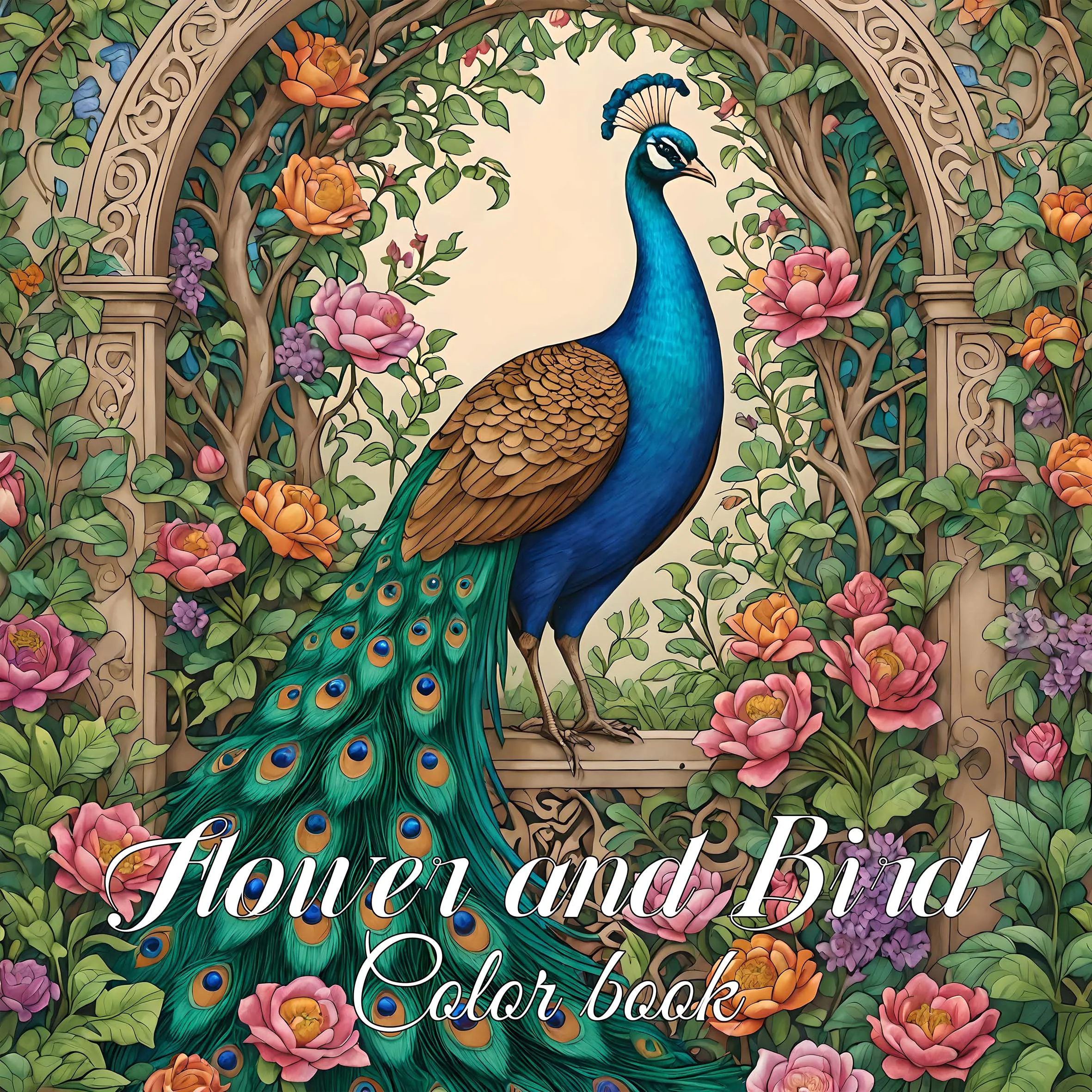 Blumen- und Vogel-Farbbuch, Handbuch für Erwachsene, Graffiti-Malerei, Zeichenbücher, kreatives künstlerisches Malbuch für Jugendliche und Erwachsene Image