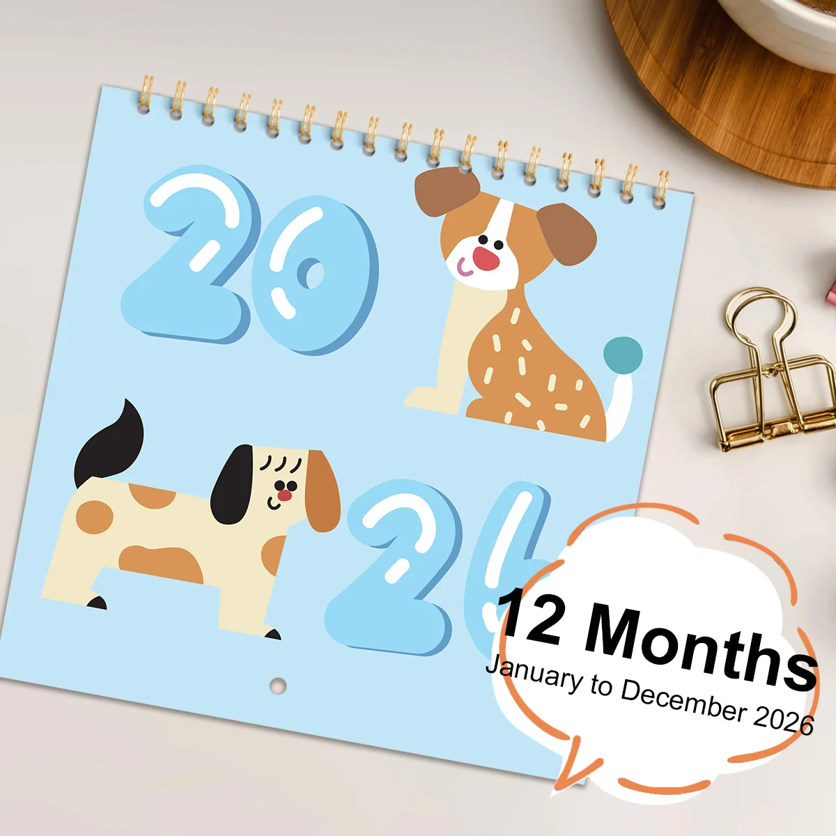Neuer Kalender 2026 mit Perlenpapierhülle, mit einem Neujahrskalender mit Hundethema, geeignet zum Verschenken an eine gute Freunde Image