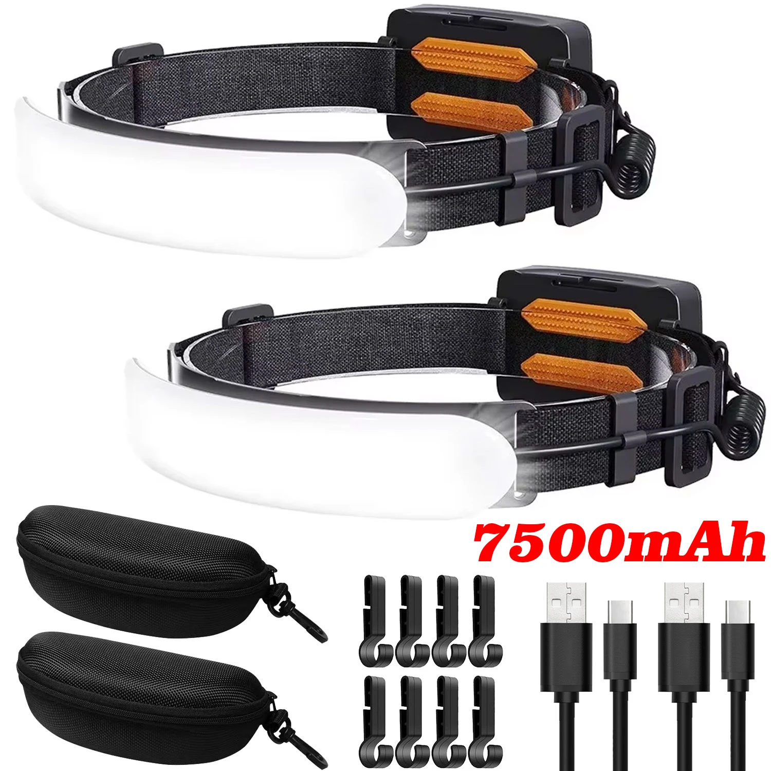 Wiederaufladbare Stirnlampe,230 ° Breitstrahlende LED-Kopflampe für Erwachsene, Campingausrüstung, Wasserdichte Stirnlampe für Reparaturen und Angeln Image