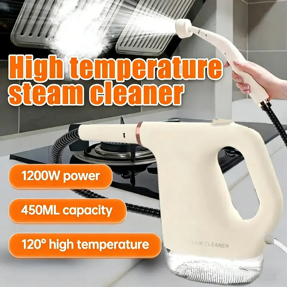 1200W Handgehaltener Dampfreiniger mit Hoher Temperatur und Druck, 9-teiliges Zubehör-Set für Küchenabzugshauben-Desinfektion und -Reinigung Image