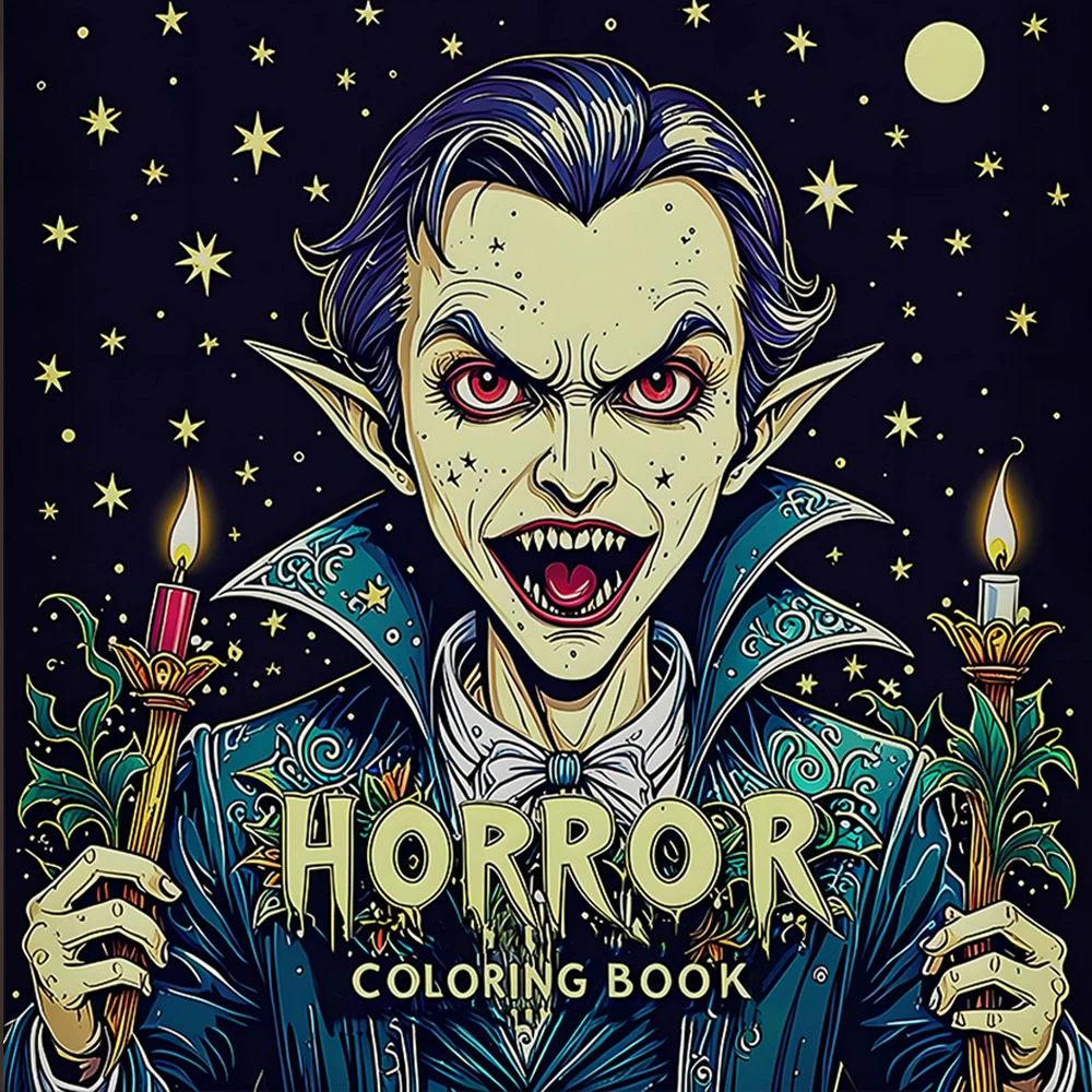 Halloween-HORROR-Malbuch, gruseliges süßes Malbuch für Erwachsene und Jugendliche mit bezaubernden gruseligen Kreaturen, Malgeschenk Image