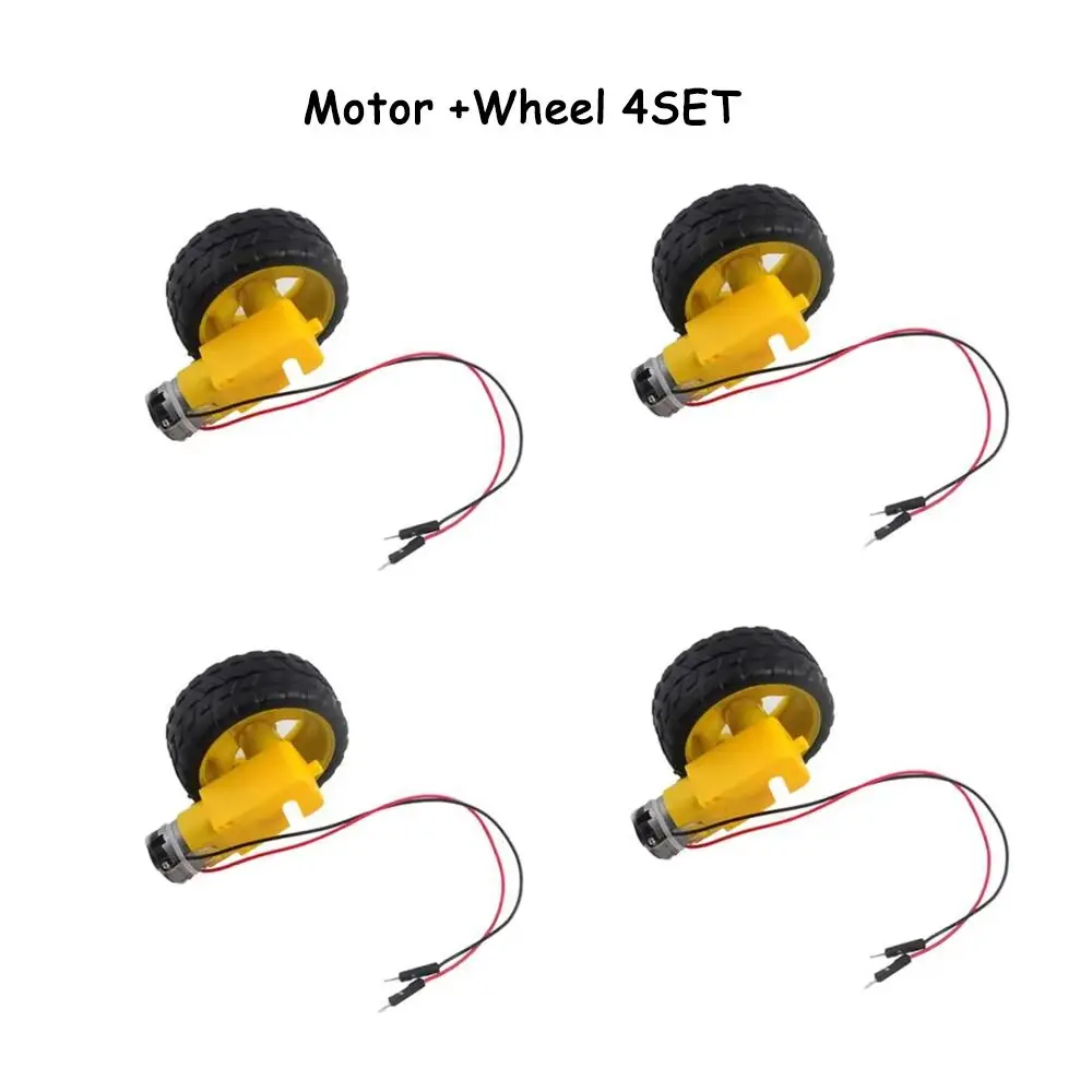 DC3-6V 1:48 Getriebe TT Motor Dual Welle 200RPM Schweißen Männlich Anschluss Kabel AM 65*28mm Reifen Rad für Arduino Smart Auto Roboter Image