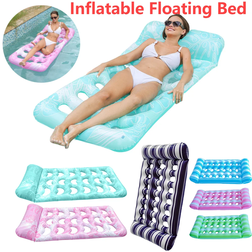 Hängematten-Liegestuhl mit Kopfstütze, aufblasbares Wasserschlafbett, schwimmende PVC-Liege, Luftmatratze für Schwimmbadpartys Image