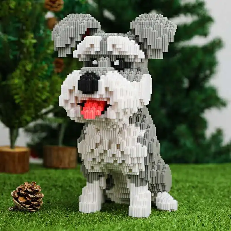 In lager 16049 Grau Schnauzer Haustier Hund Gebäude Block Tier 3D Modell 2100 stücke Kleine Mini Diamant Bricks Spielzeug für kinder keine Box Image
