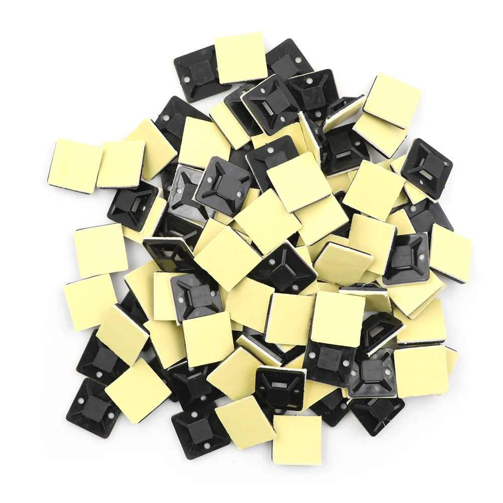 100 Teile/los Selbstklebende Kabelbinder Basis Weiß Kleber Typ Positionierung Kunststoff Selbstklebende Kabelbinder Halterung Basis Halter 20x20x6mm Image