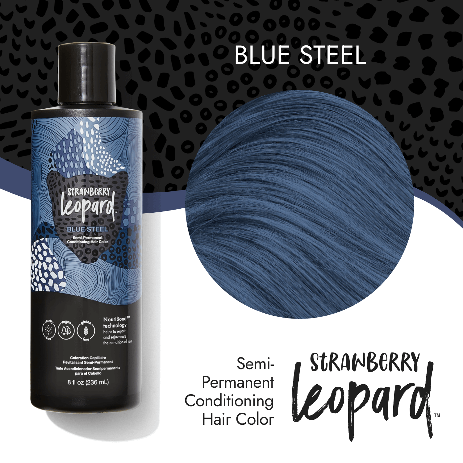 Strawberry Leopard Blue Steel Semi Permanent Conditioning Hair Color 8 oz