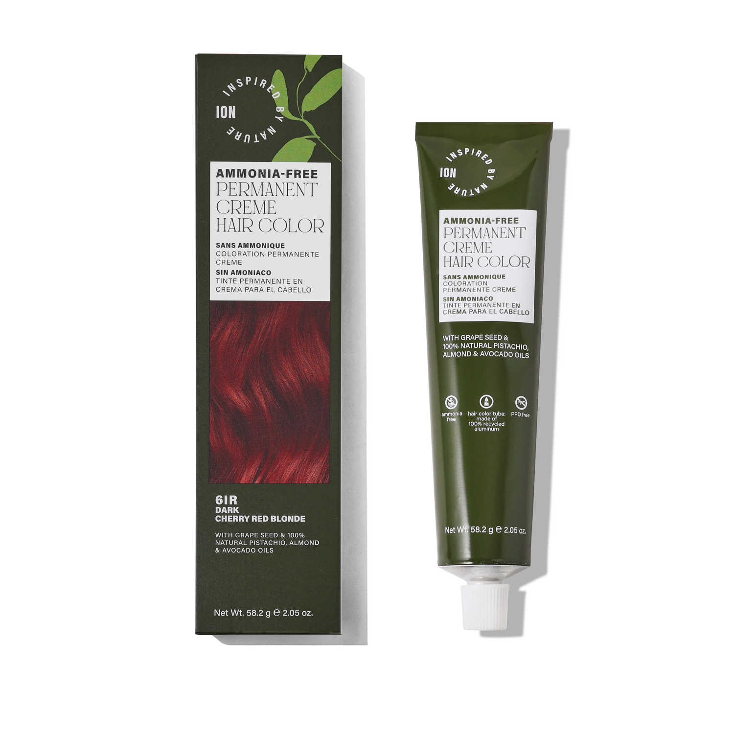 Inspired By Nature Ammonia-Free Permanent Hair Color Dark Cherry Red Blonde 6IR 2.05 Oz