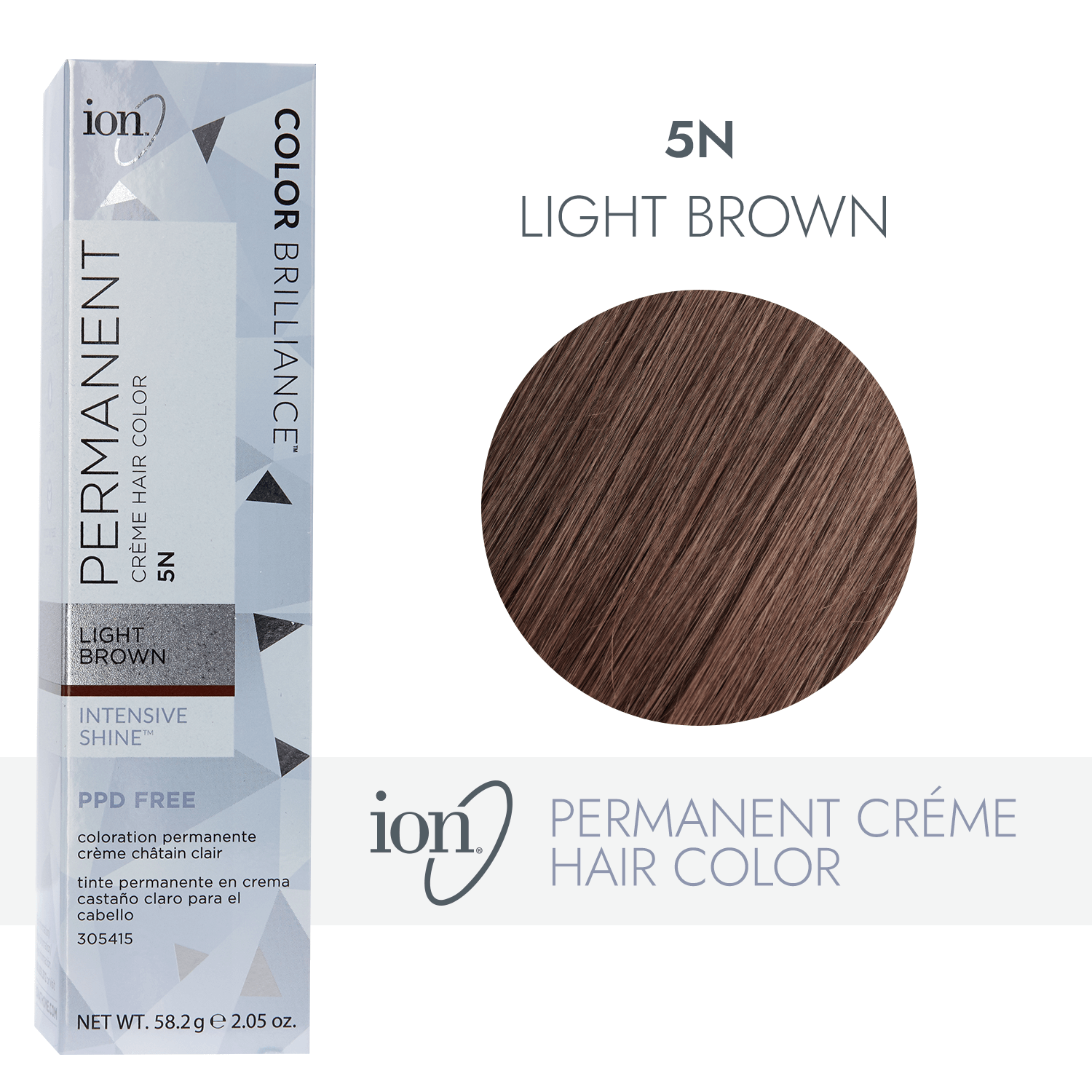 Ion 5N Light Brown Permanent Creme Hair Color 2.05 Oz