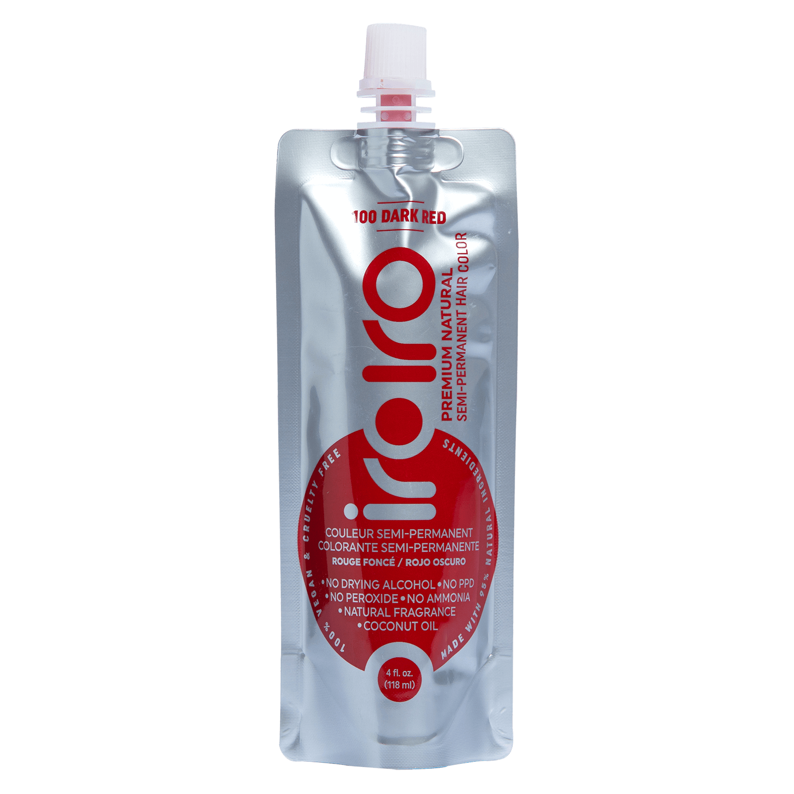 Iroiro 100 Dark Red Premium Natural Semi Permanent Hair Color 4oz