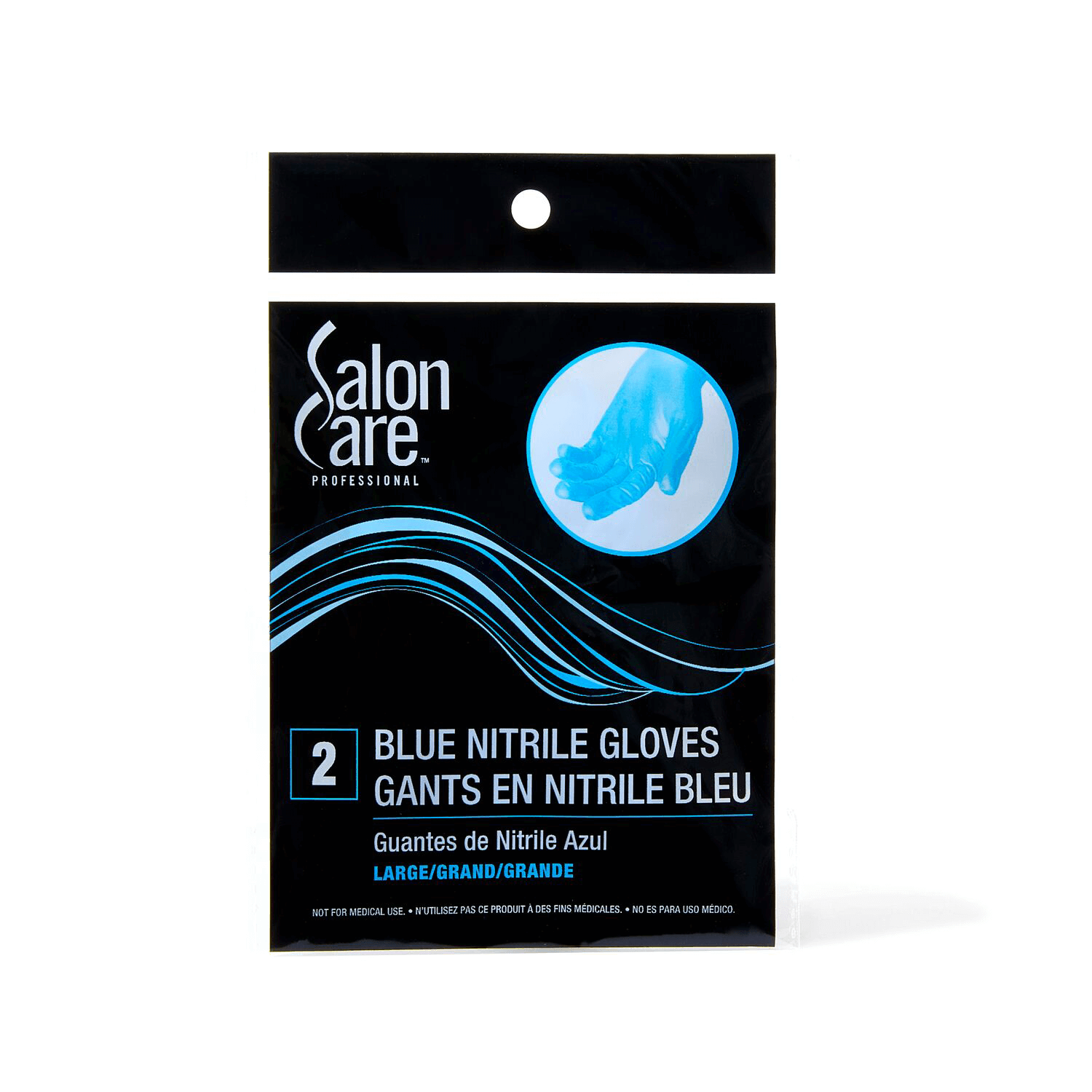 Salon Care Large 2ct Blue Nitrile Powder-Free Gloves l