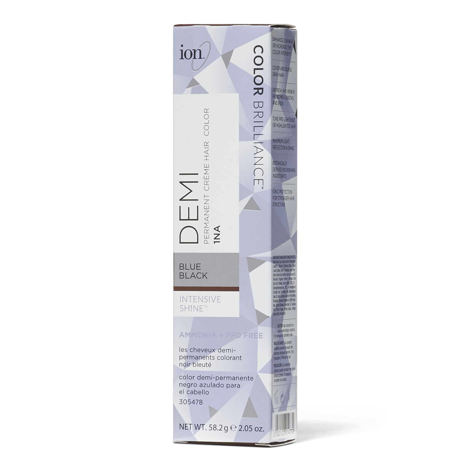 Ion Intensive Shine 1NA Blue Black Demi Permanent Creme Hair Color 2.05 Oz