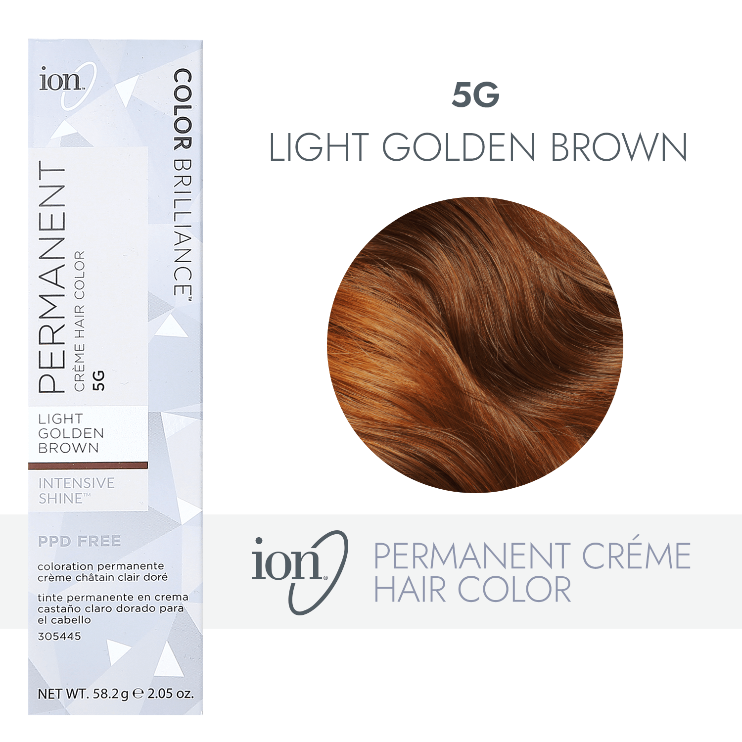 Ion 5G Light Golden Brown Permanent Creme Hair Color 2.05 Oz