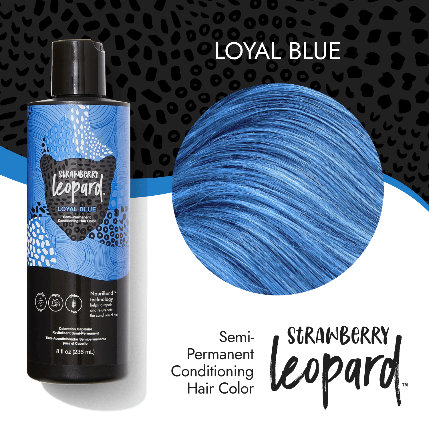 Strawberry Leopard Loyal Blue Semi Permanent Conditioning Hair Color 8 oz
