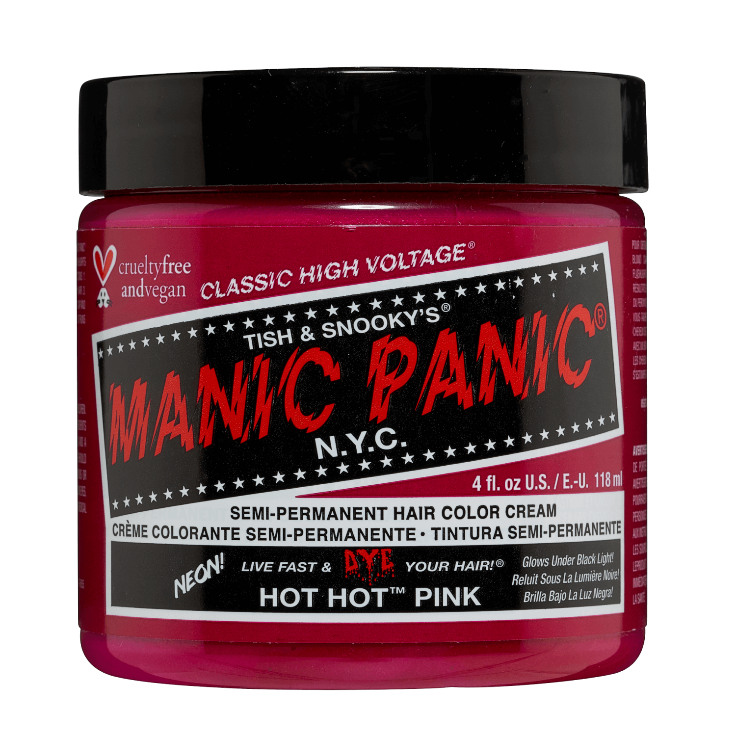 Manic Panic Hot Hot Pink Semi Permanent Cream Hair Color 4 oz