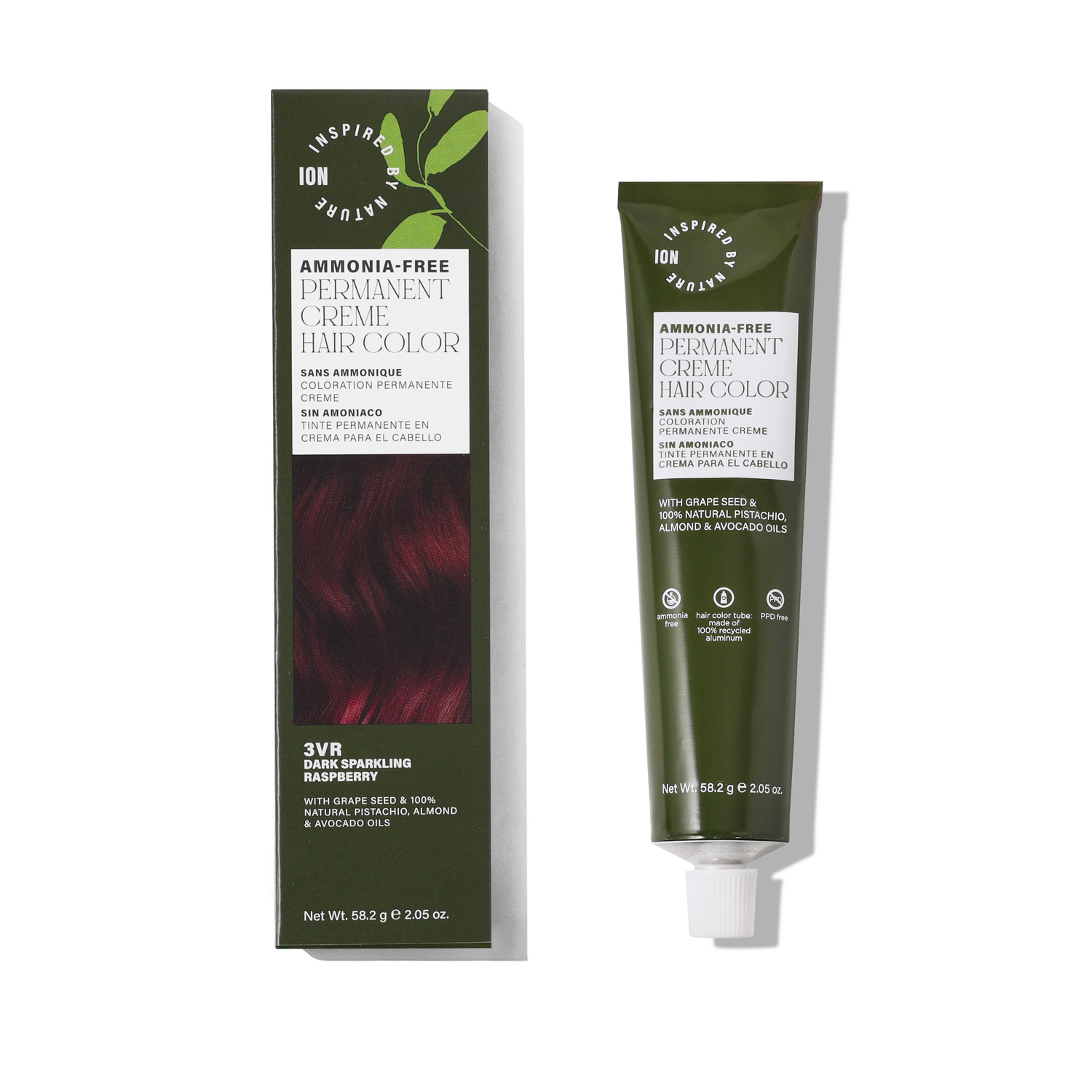 Inspired By Nature Ammonia-Free Permanent Hair Color Dark Sparkling Raspberry 3VR 2.05 Oz