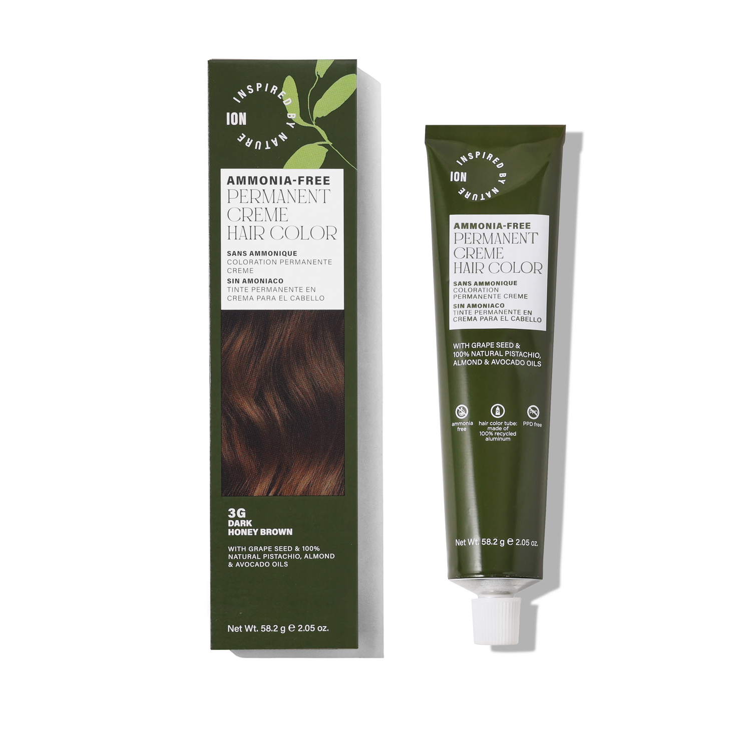 Inspired By Nature Ammonia-Free Permanent Hair Color Dark Honey Brown 3G 2.05 Oz