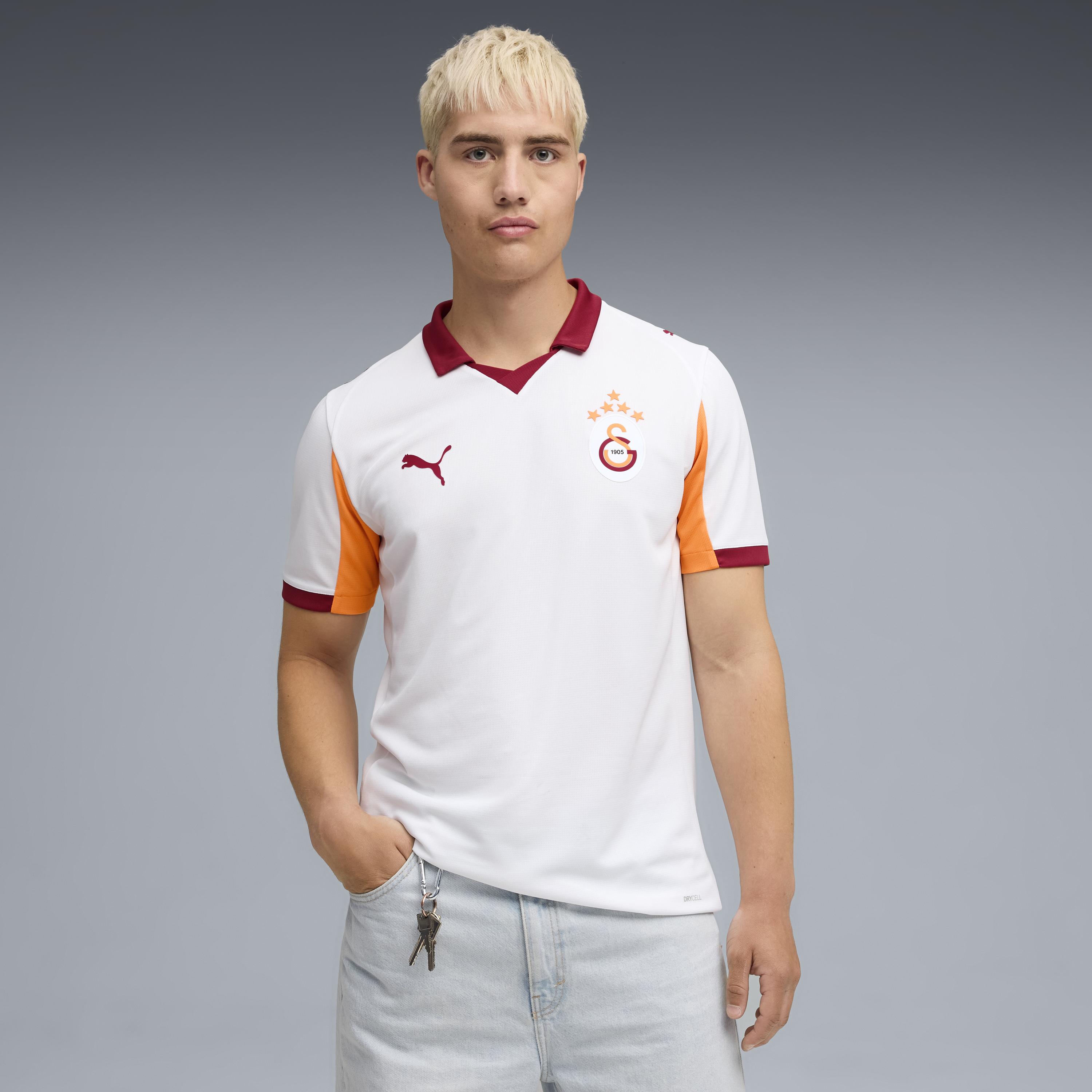Fußballtrikot PUMA "GSK AWAY JERSEY REPLICA W/O SPONSOR WITH STAR", Herren, Gr. XXL, puma weiß, intense orange, Obermaterial: 100% Polyester, mehrfarbig, regular fit normal, Rundhals, Trikots Fußballtrikot, Auswärtstrikot Galatasaray Istanbul 2025/2026