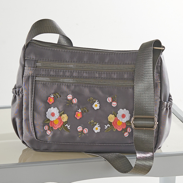 Handtasche "Blumenranke" grau Image