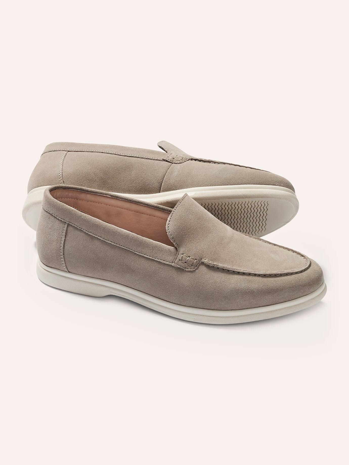 Walbusch Herren Velours-Loafer Beige noch offen: Muster