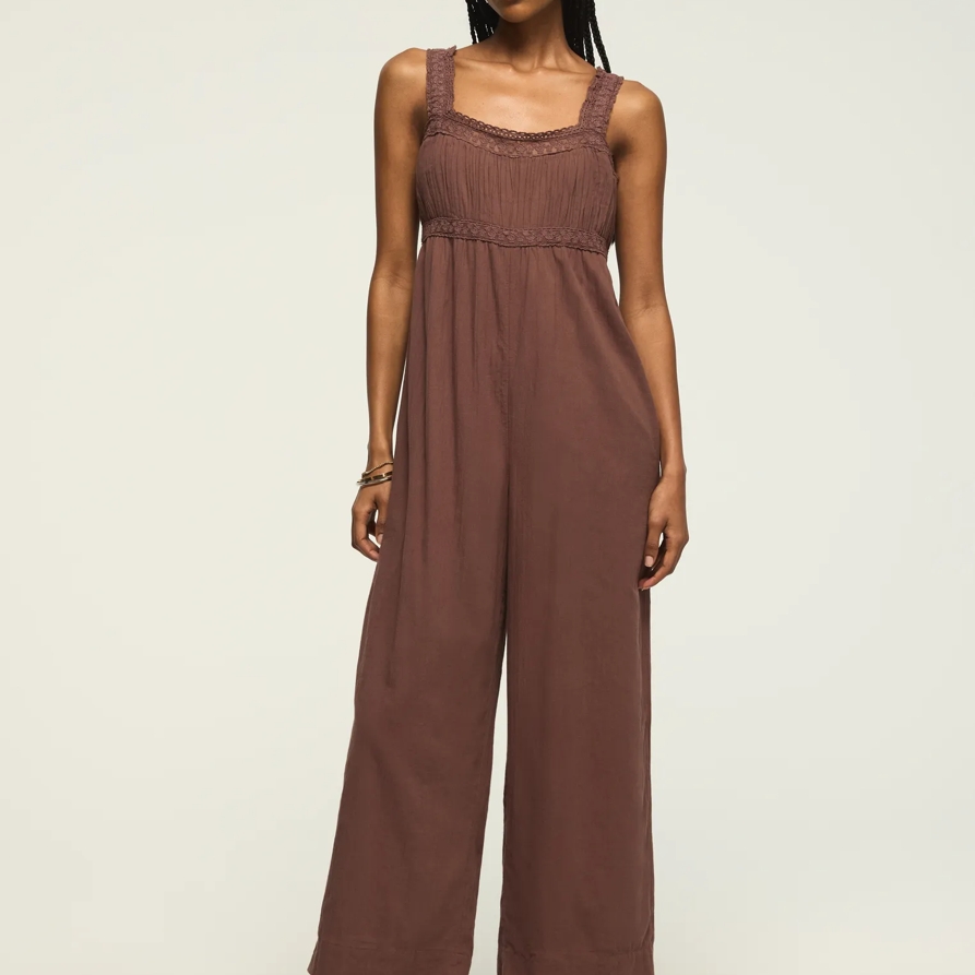 Lucky Brand Lace Jumpsuit - Women's Clothing Jumpsuits Overalls in Peppercorn, Size S
