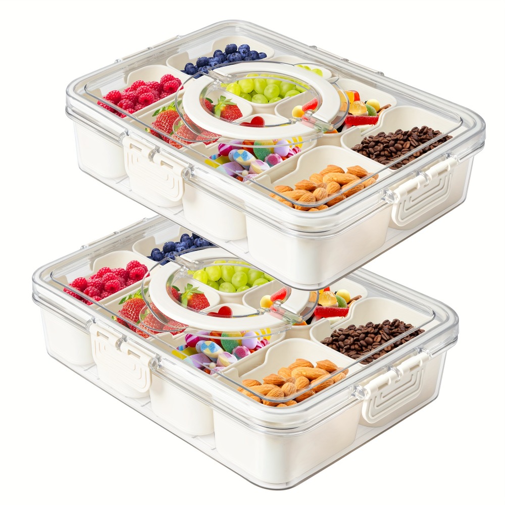 Snack Platter With Lid, Stackable Fruit And Vegetable Snack Box With Handle, 8 Detachable Small Boxes Snack Platter With Lid, Stackable Fruit And Vegetable Snack Box With Handle, 8 Detachable Small Boxes