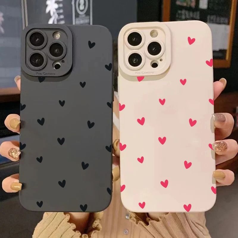 Black Love Heart Shockproof Silicone Phone Case 3 for Iphone 12 Pro Max