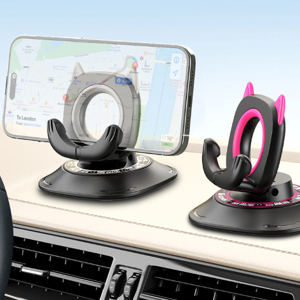 Dashboard Cell Phone Stand, Rotating Non Slip Car Phone Holder Mat Compatible With All Smartphones red