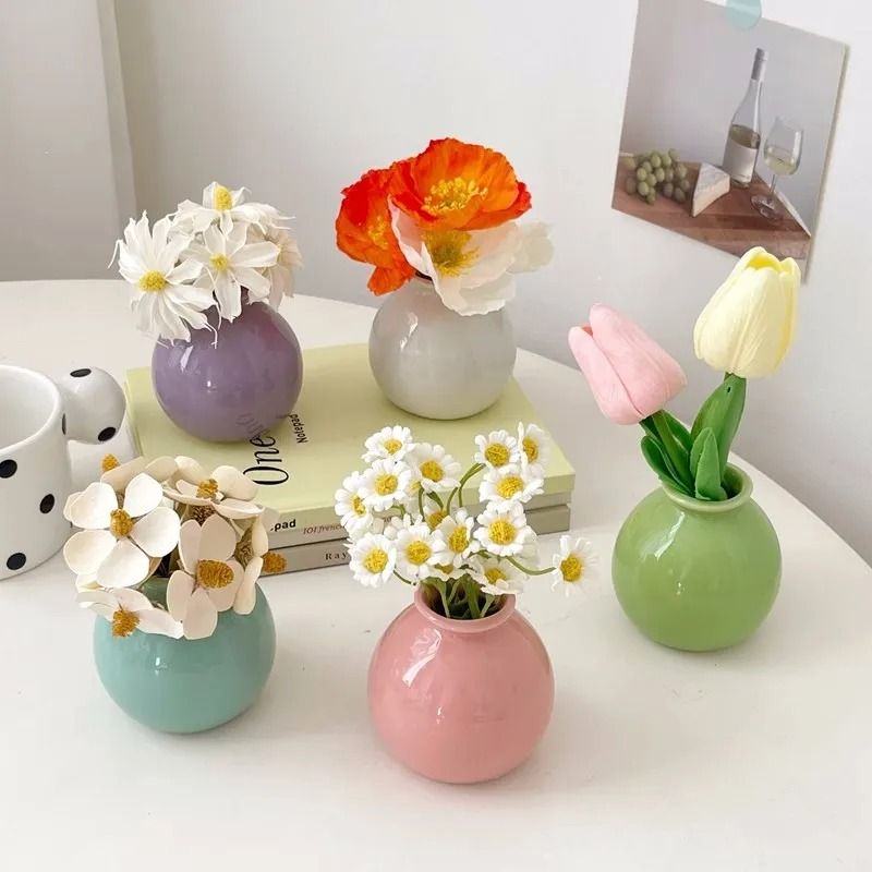 Korean Style Ceramic Bud Vase Mini Single Stem Flower Decor 04