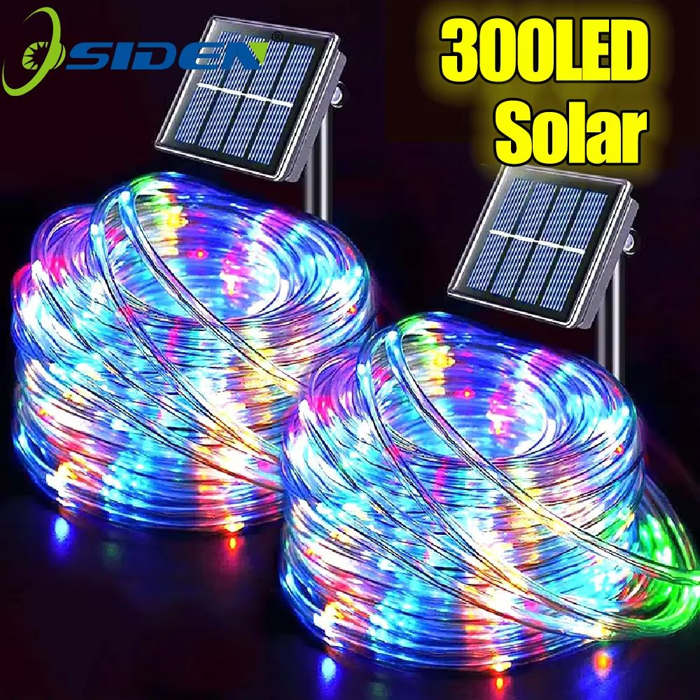 Solar 104 FT 300LED Multicolor Outdoor Tube Lights With 8 Lighting Modes Waterproof Fairy Garden Patio Backyard Decor multicolor 72.18 Ft 200leds