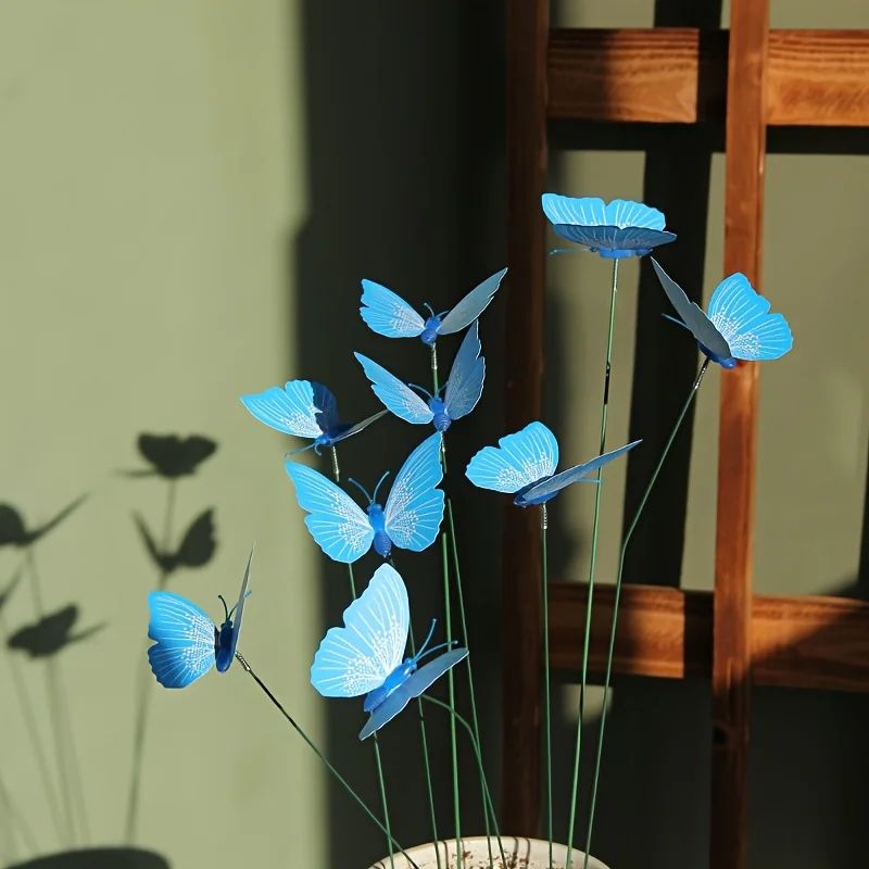 20 Pack Realistic Butterfly Garden Stakes For Pots, Planters & Outdoor Yard Decor black
