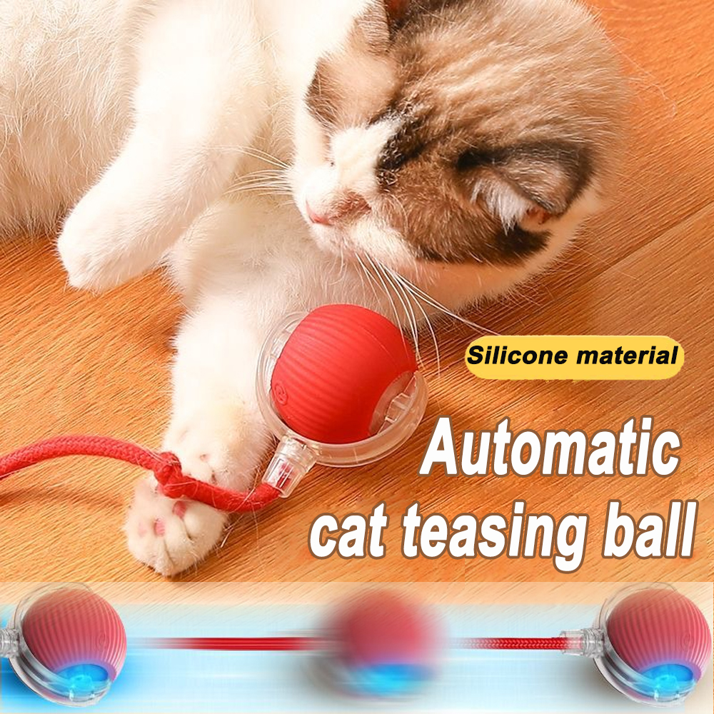 Interactive Silicone Smart Ball For Cats, USB Rechargeable, Electric Rolling Pet Cat Toy With Long Tail Teaser Interactive Silicone Smart Ball For Cats, USB Rechargeable, Electric Rolling Pet Cat Toy With Long Tail Teaser