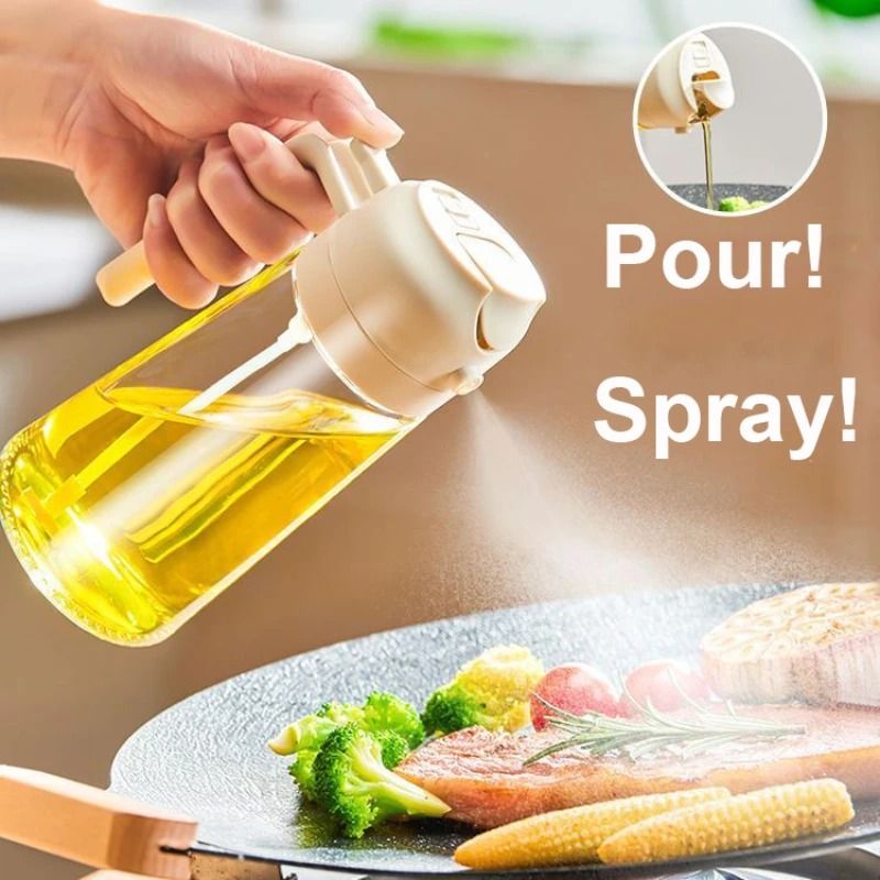 2in1 500ml Oil Sprayer Bottle Kitchen Oil Dispenser For Cooking And BBQ red