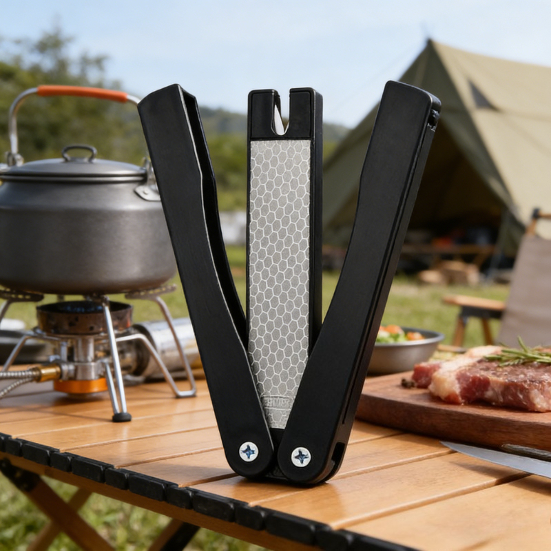 Portable Foldable Diamond Knife Sharpener Ideal For Kitchen, Camping, Hiking, And Outdoor Use Non Slip Handle Portable Foldable Diamond Knife Sharpener Ideal For Kitchen, Camping, Hiking, And Outdoor Use Non Slip Handle