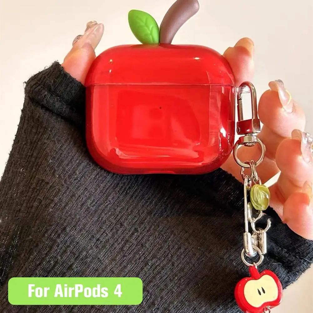 ClearGuard TPU AirPods Case Transparent Shockproof Protective Cover For AirPods Pro 2 & AirPods 4 red Airpods 4