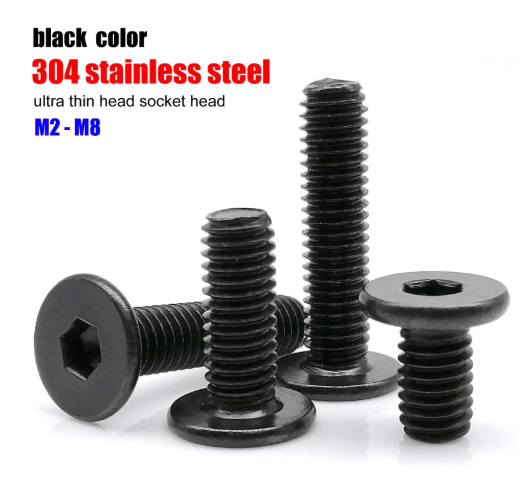 Ultra Thin Stainless Steel Hex Socket Screws Black 304 Wafer Head Bolts M2 M8 m8 5pcs 2mm